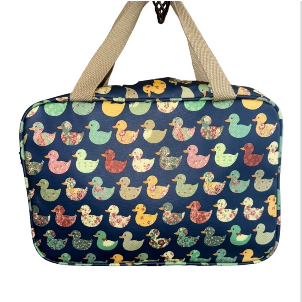 Peony Garden Duck Print Insulated Work Lunch Bag Cooler Tote Reusable Lunch Tote - Picture 2 of 7